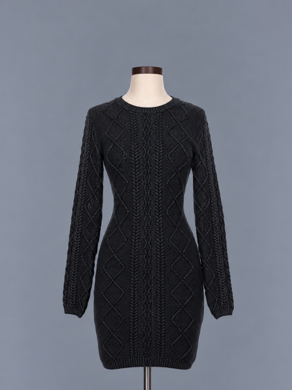 Ethereal Cable Knit Long Sleeve Sweater Mini Dress Size S NWT